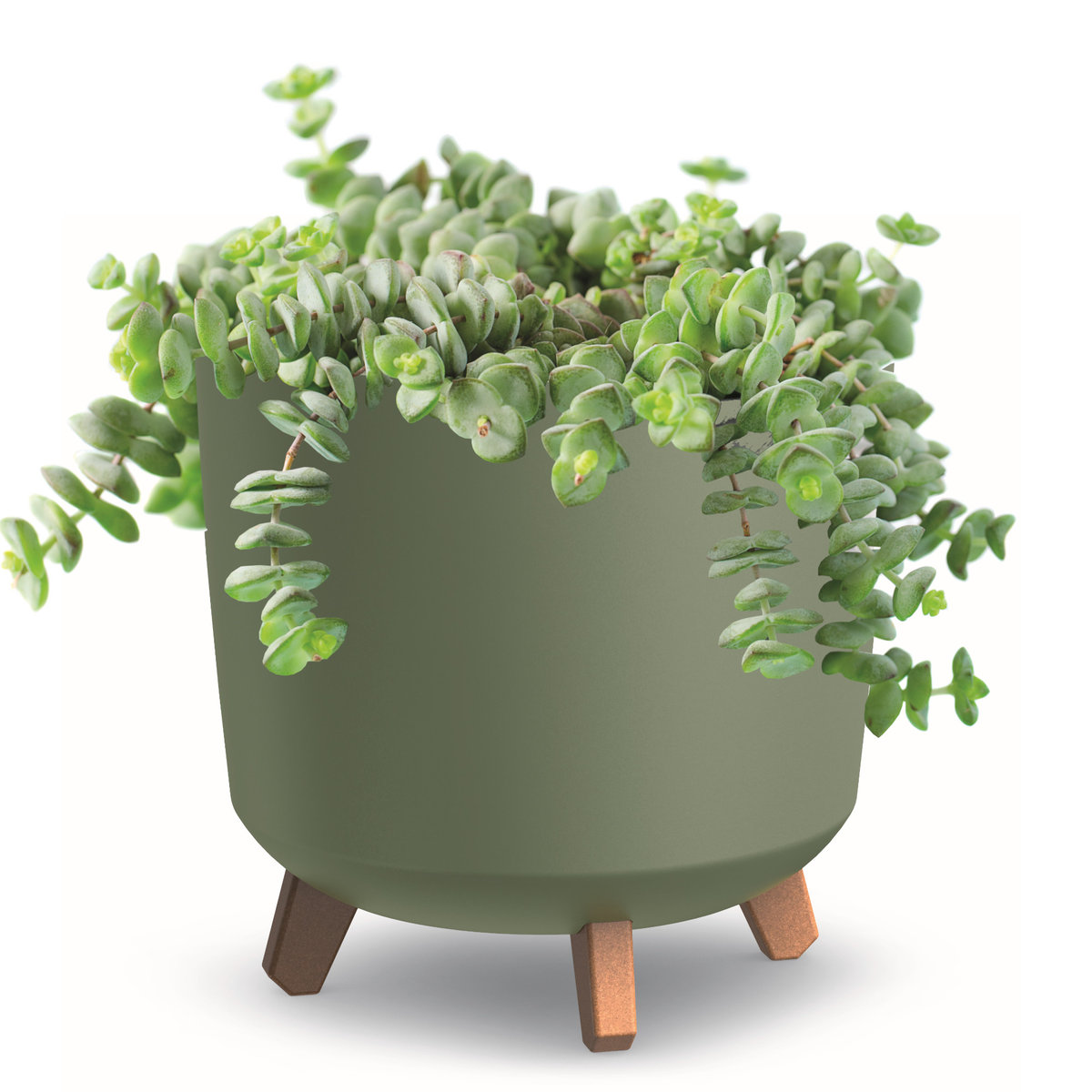 Donica okrągła wysoka na nóżkach zielony mat