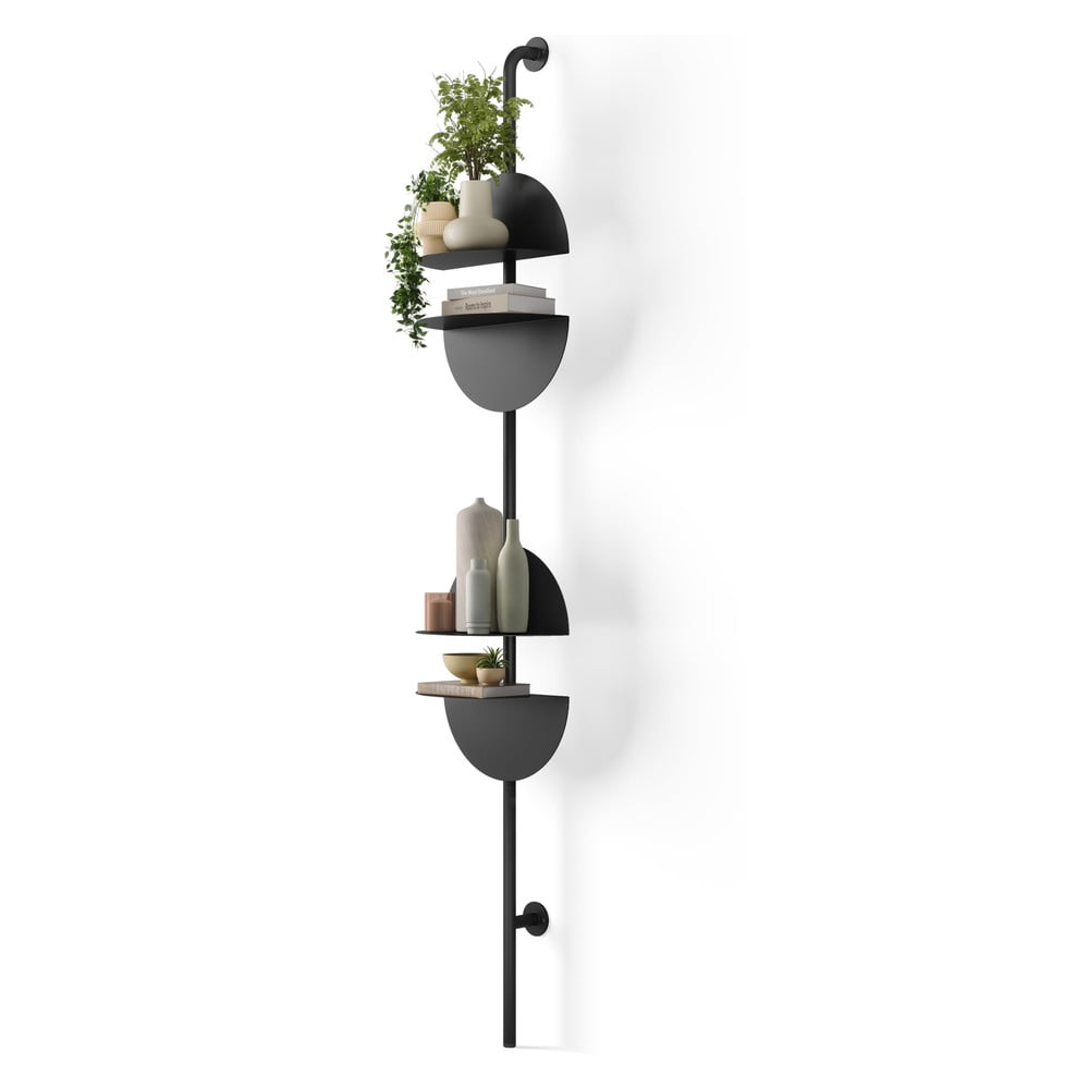 Czarny metalowy modułowy system półek 27x203,5 cm Solis – Umbra
