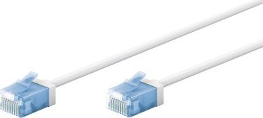 Goobay Ultra-elastyczny CAT 6A kabel krosowy, slim, U/UTP, biały - Długość kabla 0.15 m
