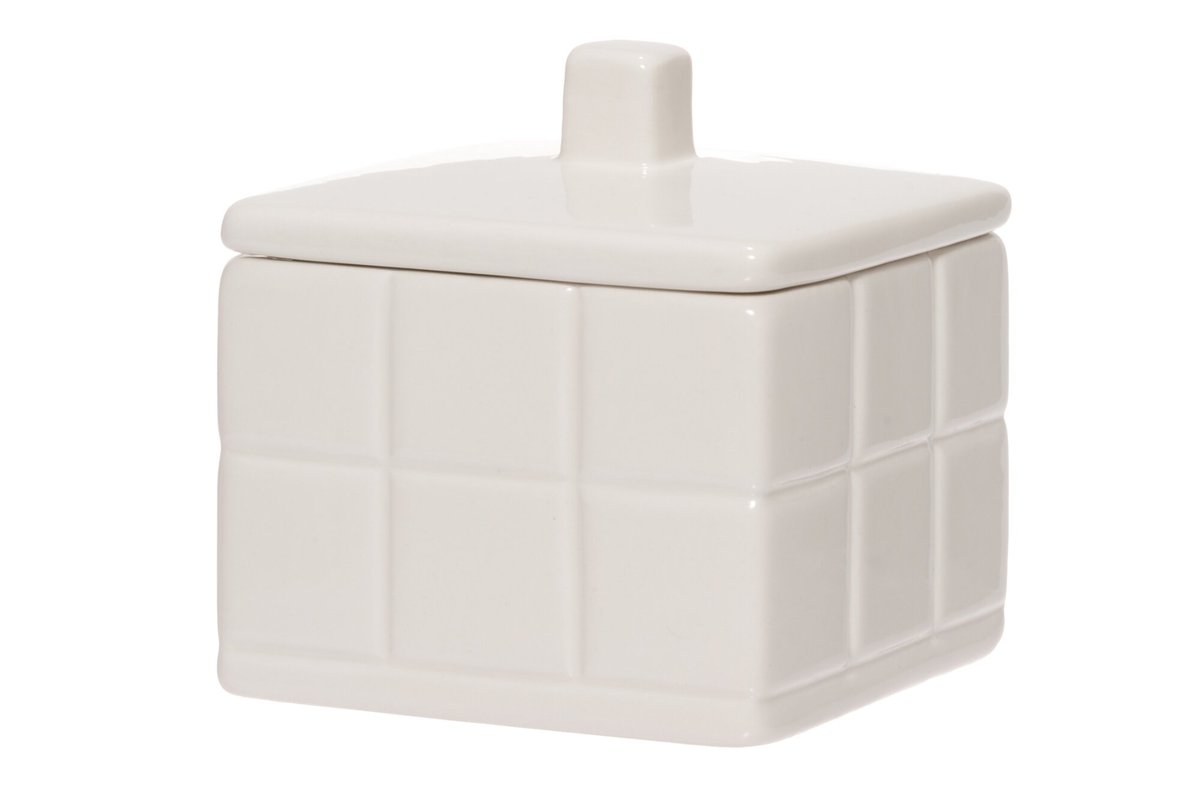 Ceramiczny pojemnik na akcesoria łazienkowe TORINO, 9 x 9 x 10 cm