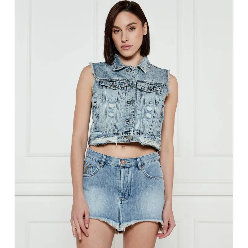 One Teaspoon Jeansowa kamizelka Acid Blue Cropped Fit
