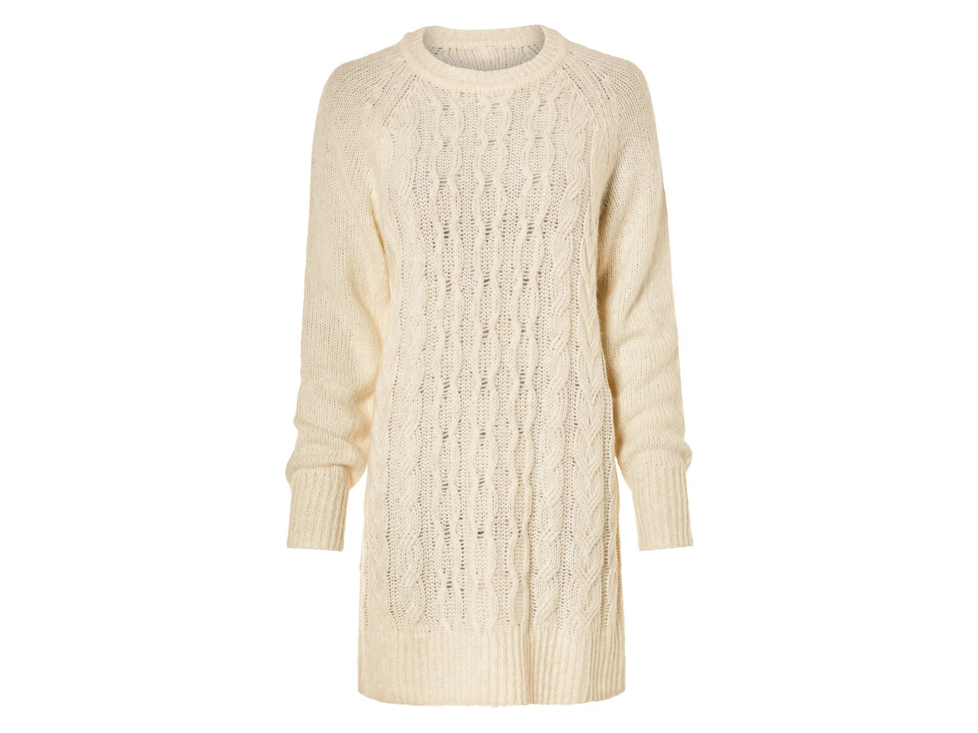 esmara® Sukienka damska dzianinowa (L (44-46), Kremowy)