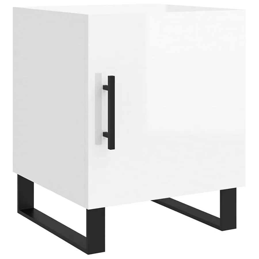Biała szafka nocna na czarnym metalowym stelażu S6-Z92