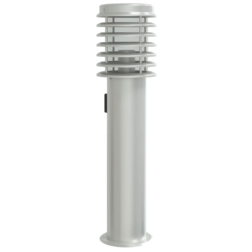 Lampa ogrodowa na słupku, z gniazdkiem, srebrna, 60 cm, stal