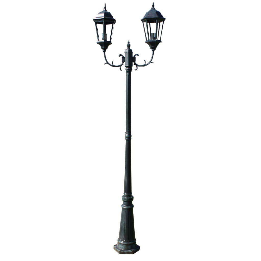 Stojąca lampa ogrodowa 2-ramienna, 230 cm, ciemnozielona/czarna