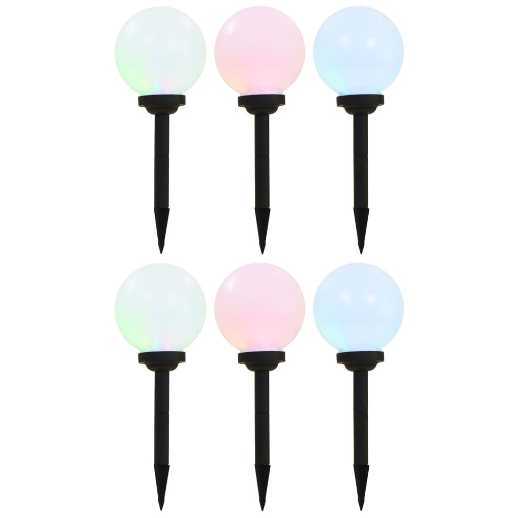 Lampy solarne do ogrodu, 6 szt., LED, kuliste, 20 cm, RGB