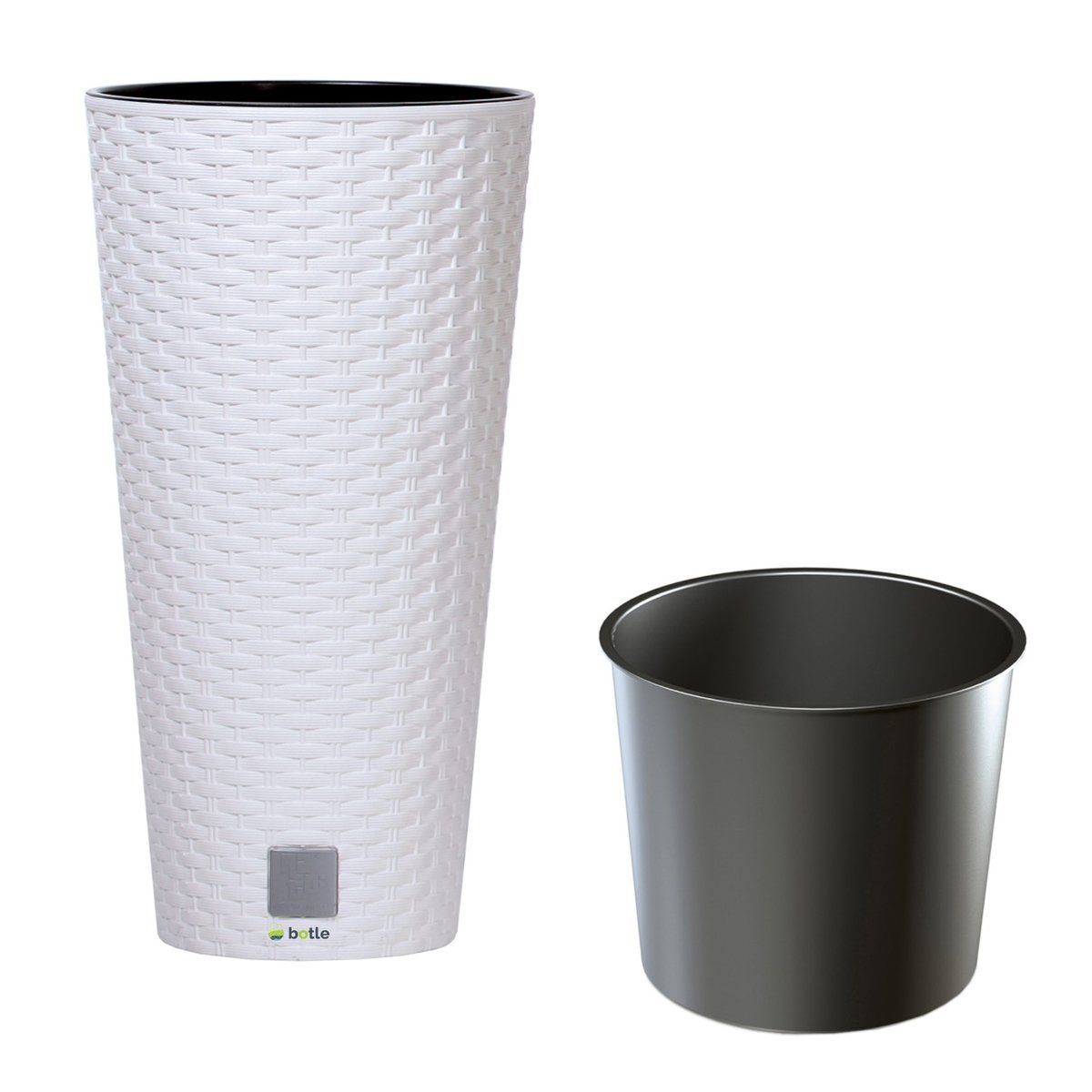 Doniczka okrągła wysoka rattan 20x20x38,1 cm biały