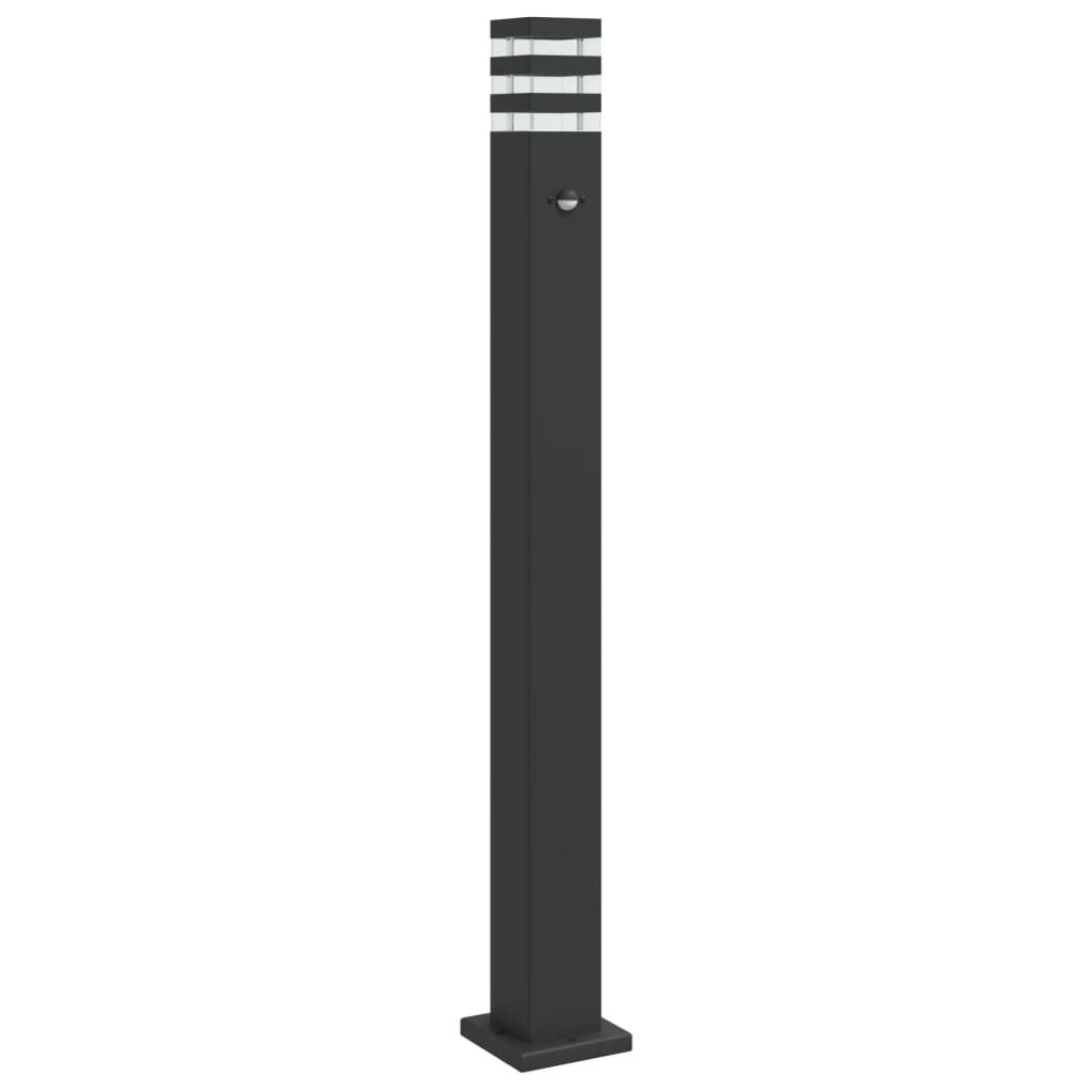 Zewnętrzna lampa stojąca z czujnikiem, czarna, 110 cm