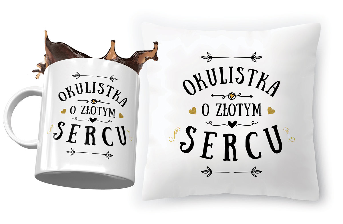 Dla Okulistki Zestaw Poduszka + Kubek na Prezent z Nadrukiem ze Zdjęciem