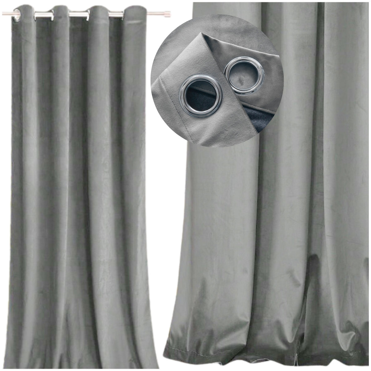 zasłona welurowa na przelotkach - szara