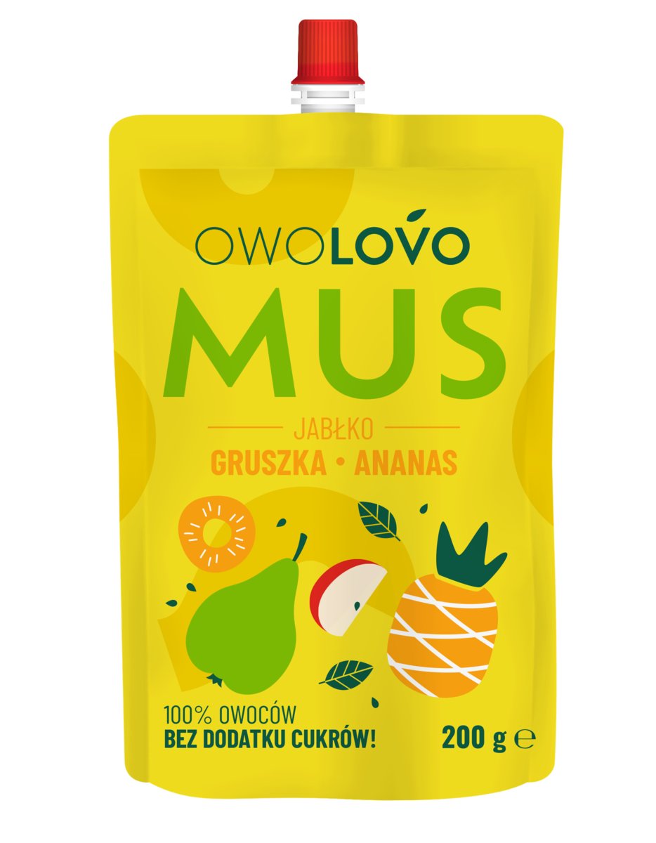 MUS JABŁKO-GRUSZKA-ANANAS 200G OWOLOVO