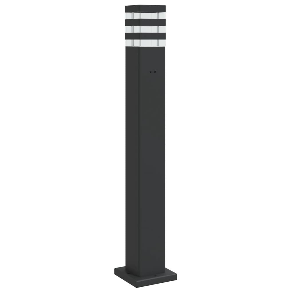Zewnętrzna lampa stojąca z gniazdkiem, czarna, 80 cm, aluminium