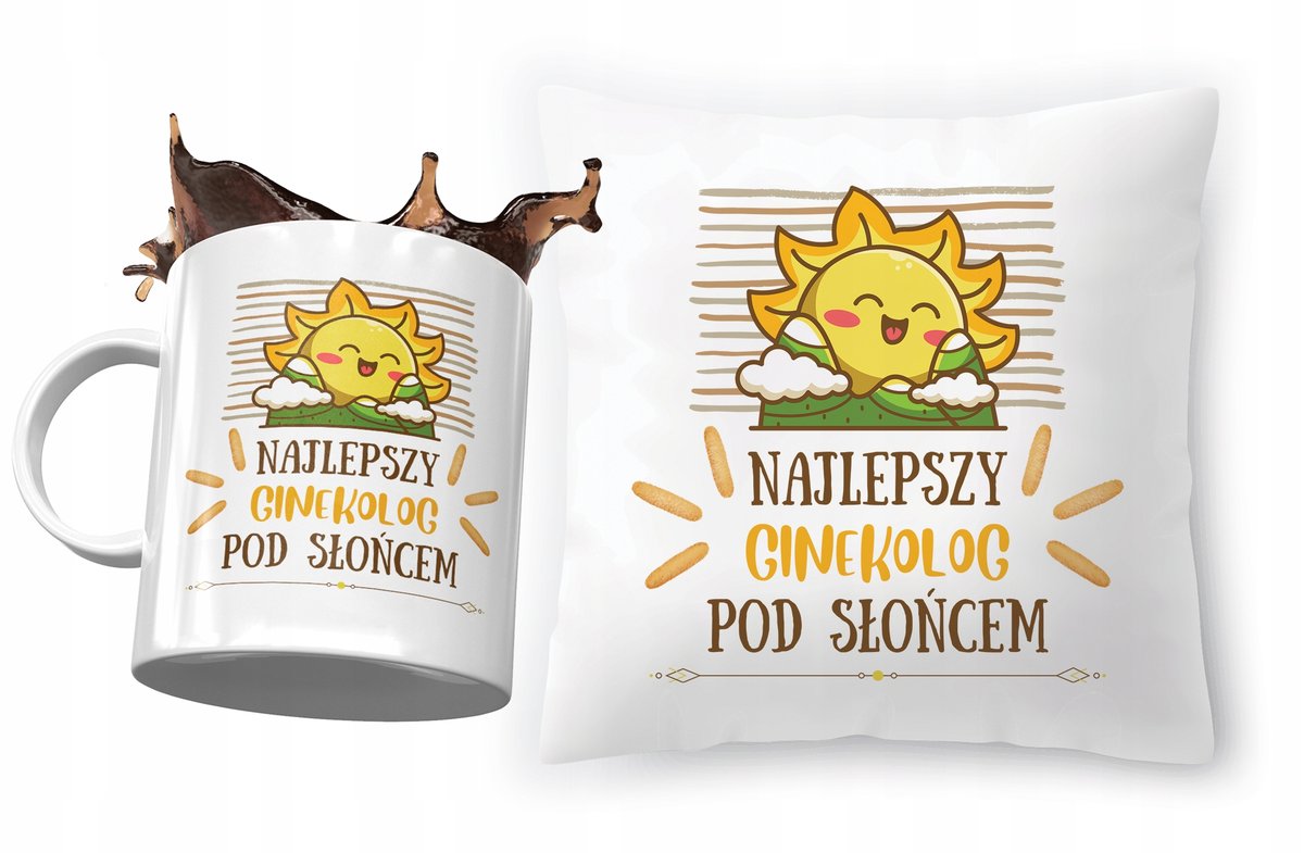 Dla Ginekologa Zestaw Poduszka + Kubek na Prezent z Nadrukiem ze Zdjęciem