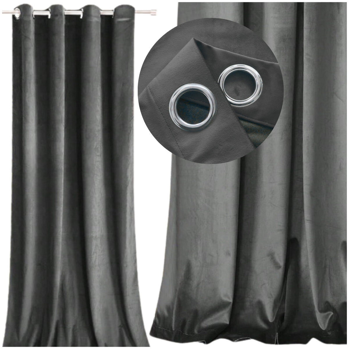 zasłona welurowa na przelotkach - ciemnoszara