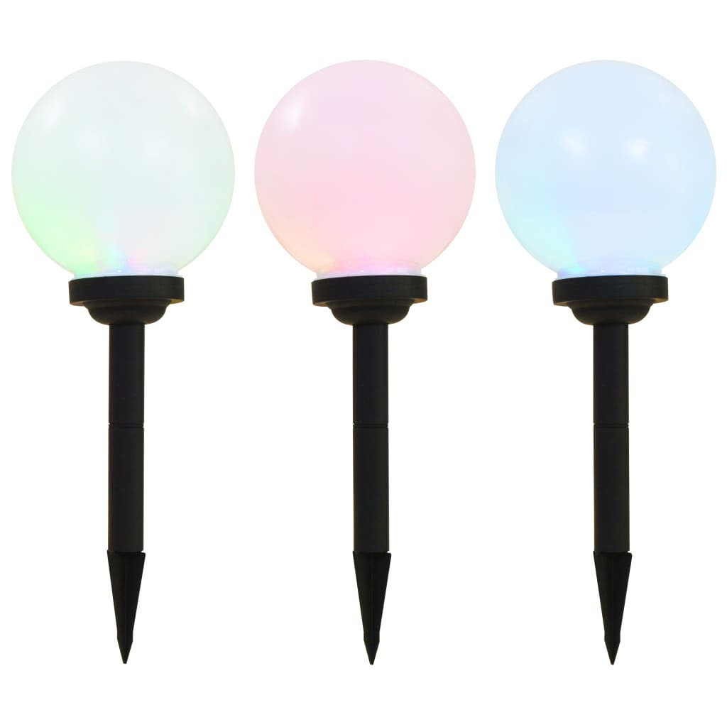 Kuliste lampy solarne na zewnątrz, 3 szt., LED, 20 cm, RGB