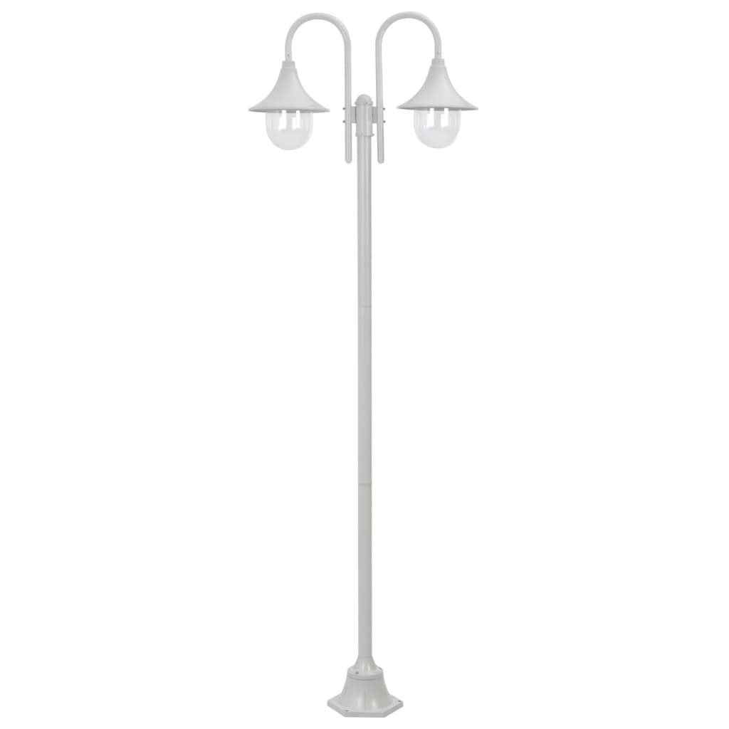 Latarnia ogrodowa 2-punktowa, 220 cm, aluminium, E27, biała