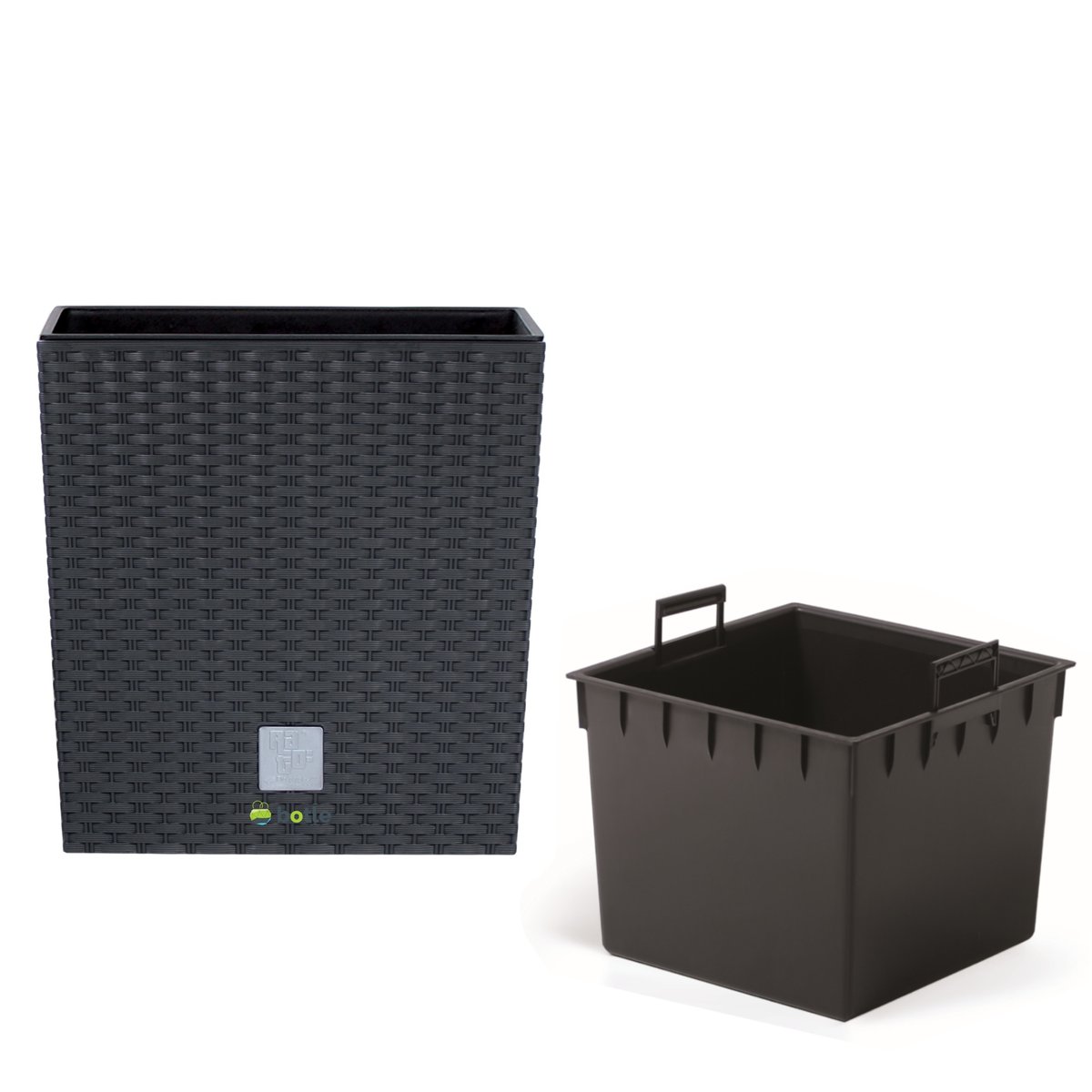 Doniczka kwadratowa wkład rattan 22,3x22,3x22,8 cm antracytowy