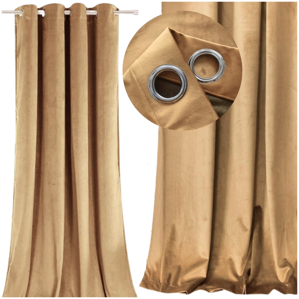 zasłona welurowa na przelotkach - latte