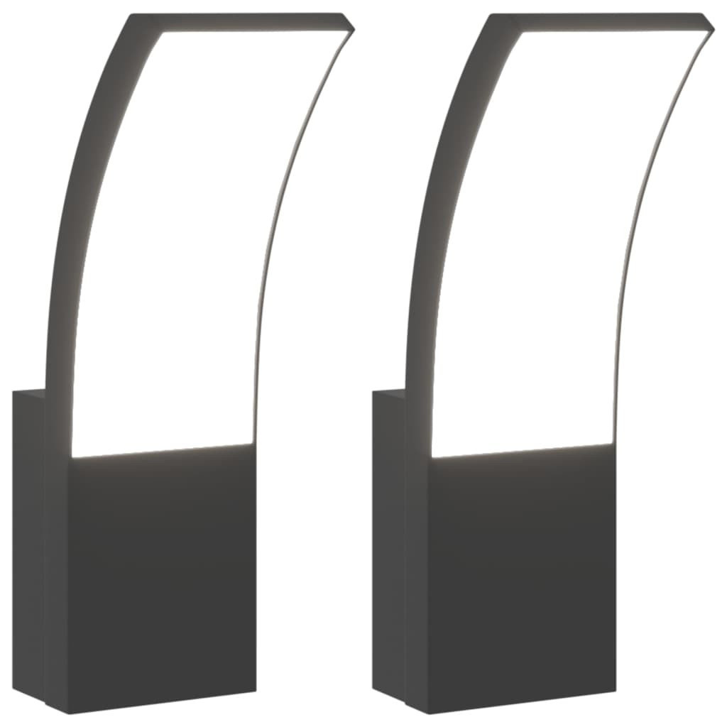 Kinkiety zewnętrzne LED, 2 szt., czarne, odlewane aluminium