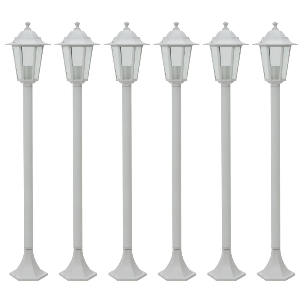 Lampy ogrodowe, 110 cm, E27, aluminium, 6 szt., białe