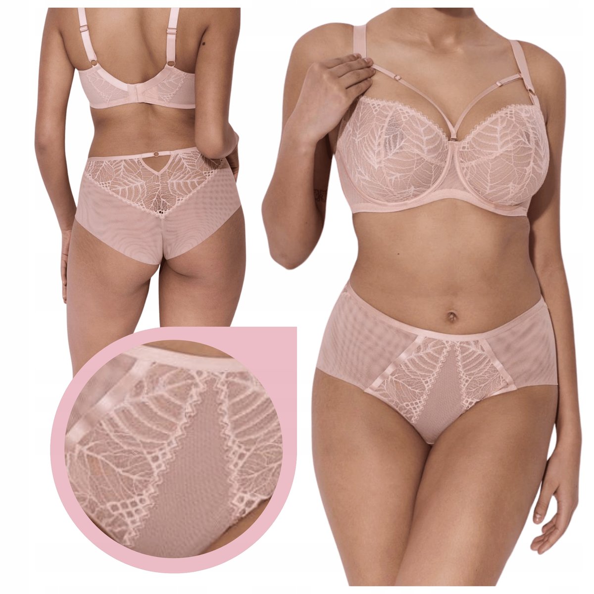 ALLES BEVERLY Majtki Figi klasyczne beżowe koronkowe - XL