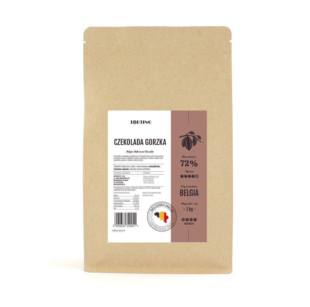 Czekolada gorzka belgijska 72% 1kg Tortino