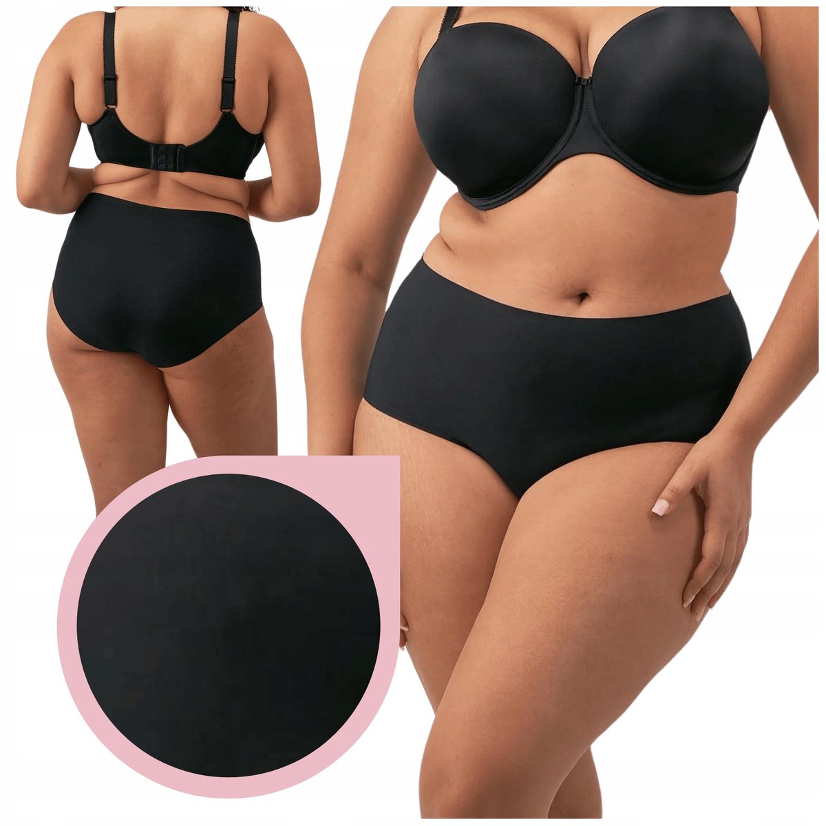 Fantasie FL2312 SMOOTHEASE gładkie figi majtki maxi czarne PlusSize 2XL-3XL