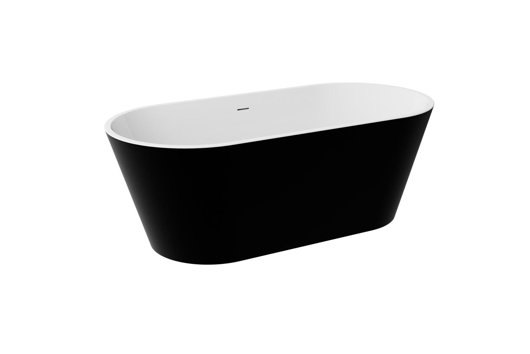 Wanna wolnostojąca Besco Deeva 180x80 cm owalna czarny mat syfon chrom WWA-180DMBC