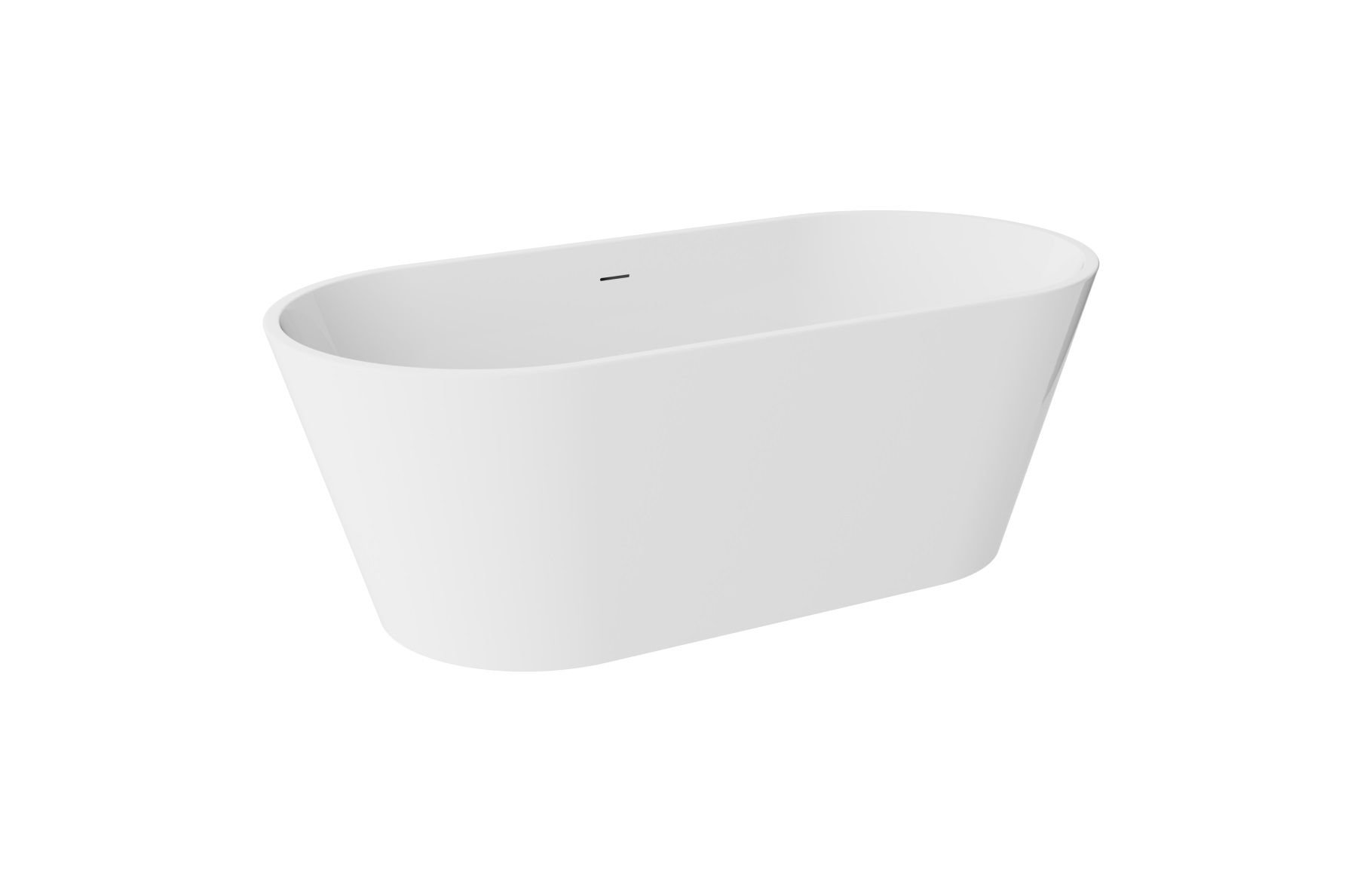 Wanna wolnostojąca Besco Deeva 150x75 cm owalna biały połysk maskownica syfonu czarny WWA-150-DCZ