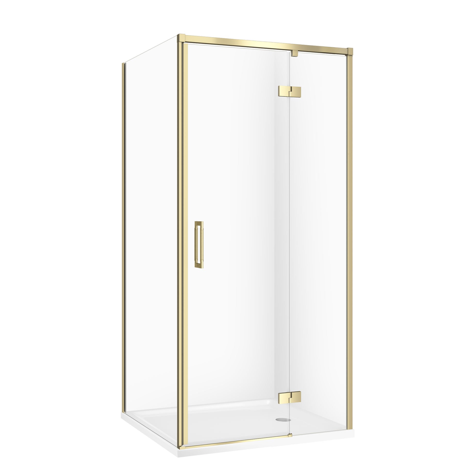 Kabina prysznicowa Cersanit Larga 80x80x195 kwadratowa złoty mat transparentne z brodzikiem tako slim 4cm biały S601-454