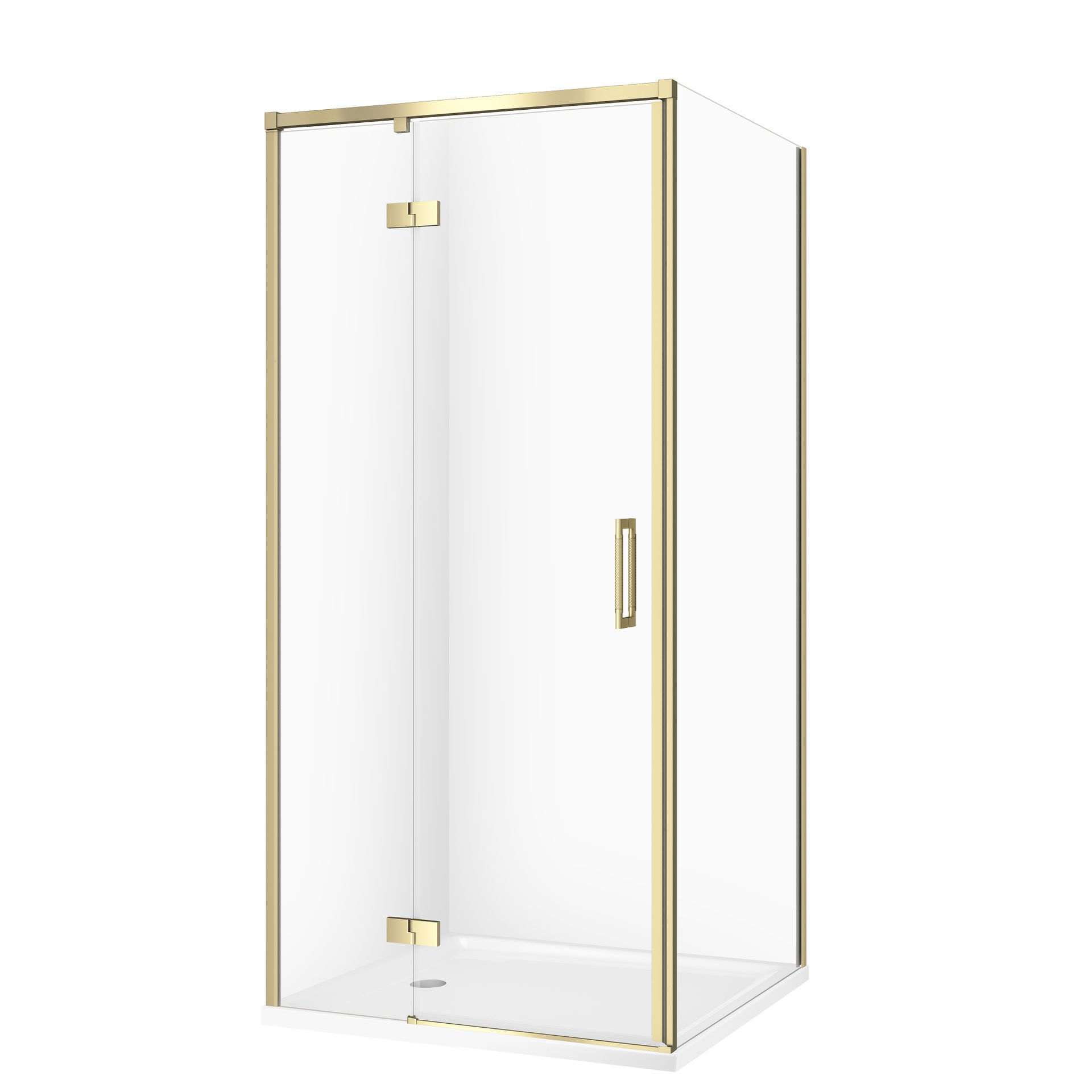 Kabina prysznicowa Cersanit Larga 90x90x195 kwadratowa złoty mat transparentne z brodzikiem tako slim 4cm biały S601-457