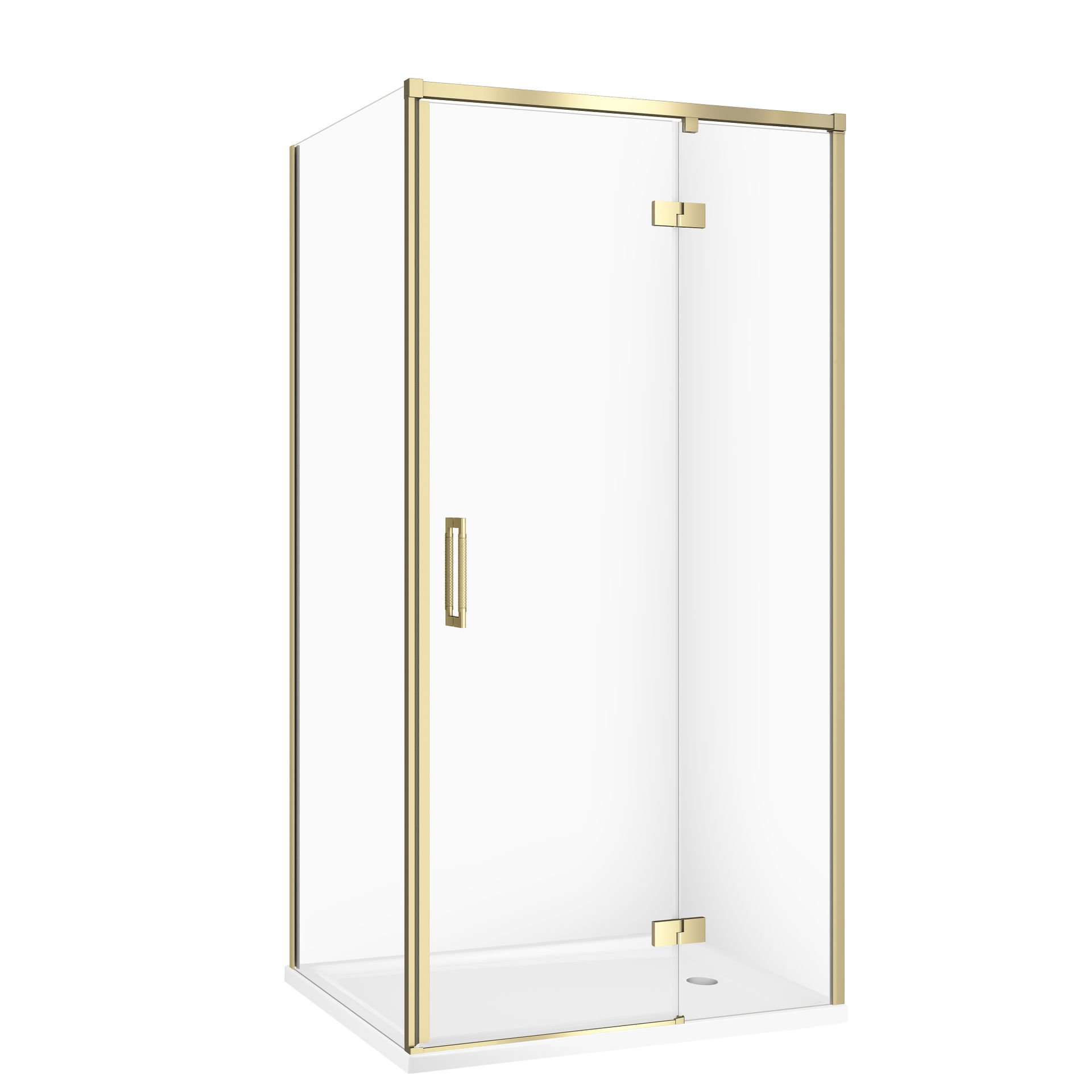 Kabina prysznicowa Cersanit Larga 100x80x195 prostokątna złoty mat transparentne z brodzikiem tako slim biały S601-458