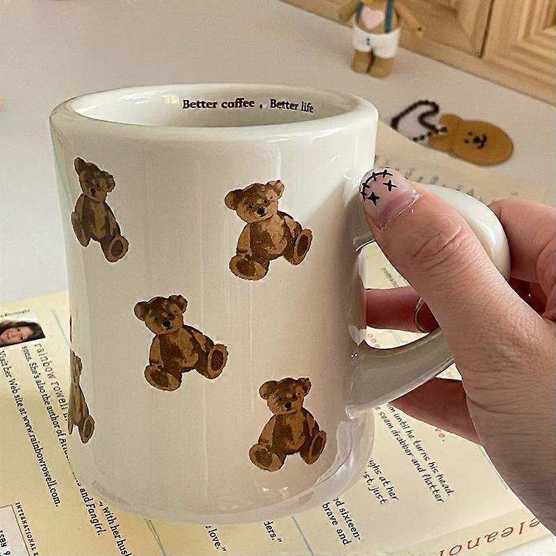XIANRENGE 300ml Śliczny niedźwiedź beżowy ceramiczny kubek do kawy kubek kuchnia mleko herbata śniadanie kubek do picia dekoracja