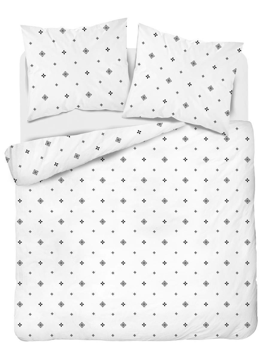 Pościel satynowa 180x200 biała czarna geometria Home Satin