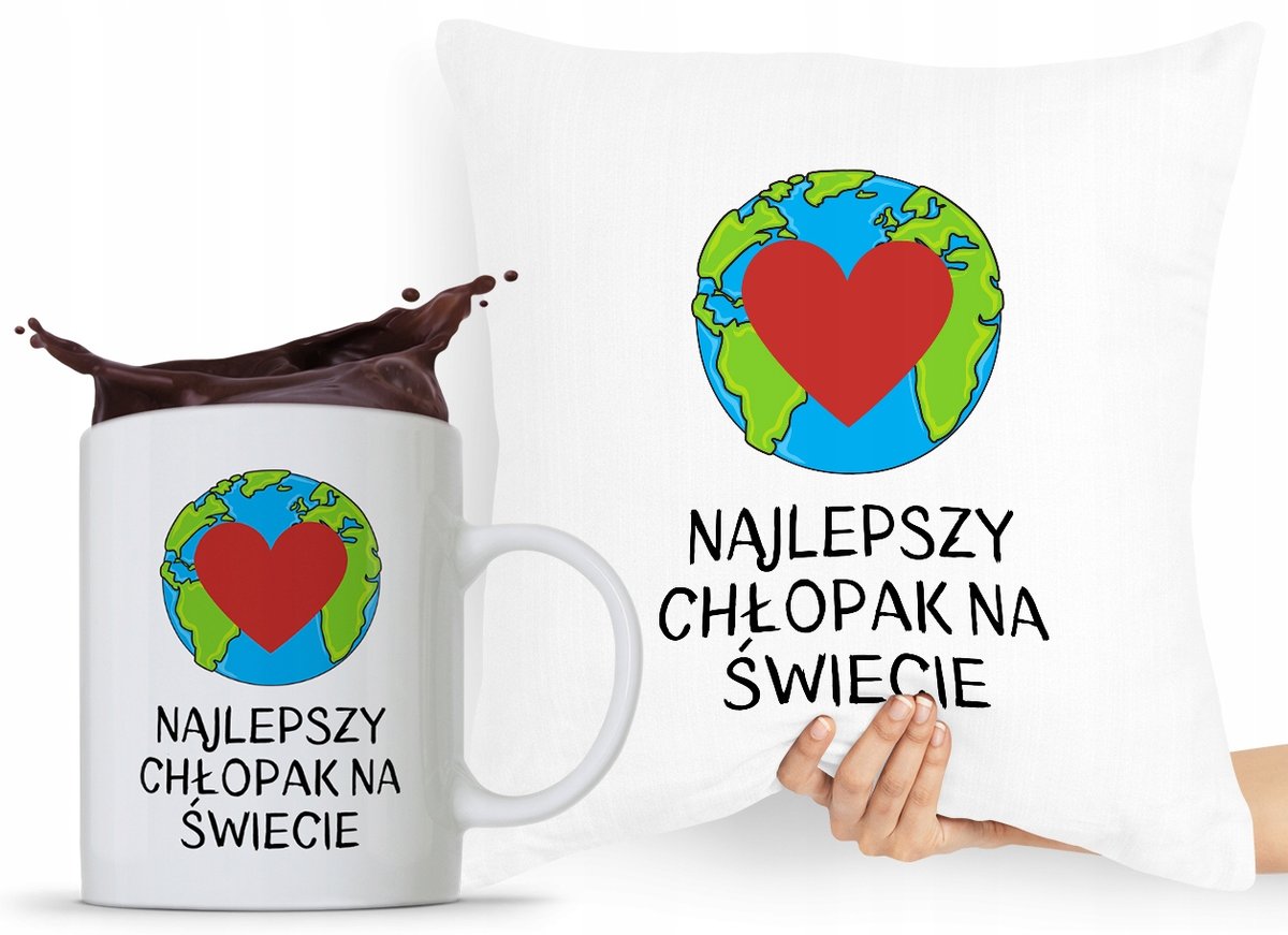 ZESTAW PODUSZKA + KUBEK DZIEŃ CHŁOPAKA DLA MĘŻA z Nadrukiem ze Zdjęciem