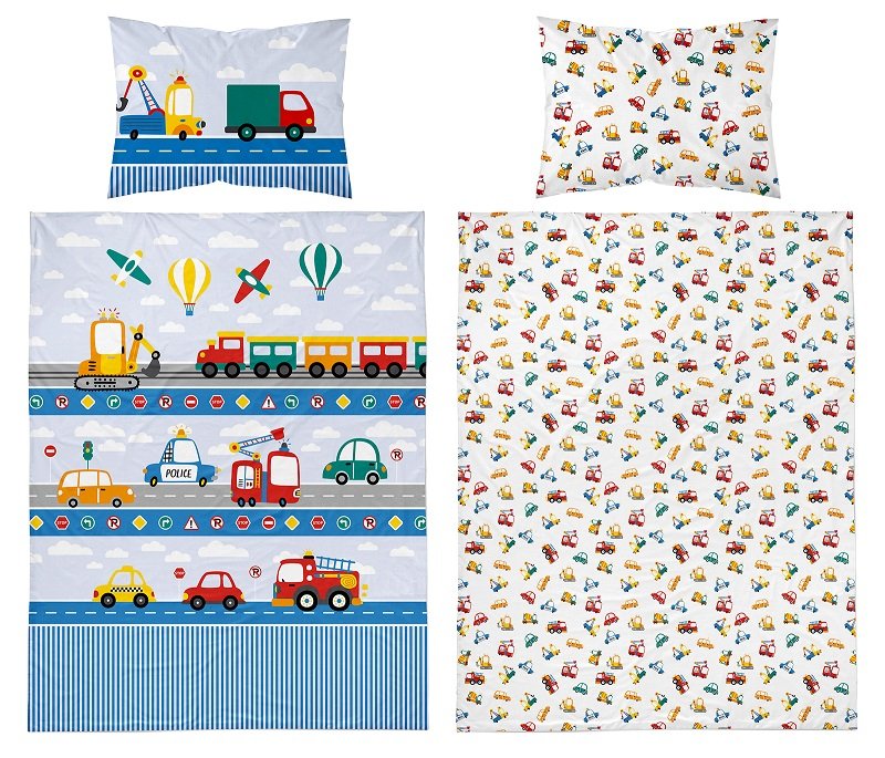 Pościel bawełniana dziecięca 90x120 5139a pojazdy