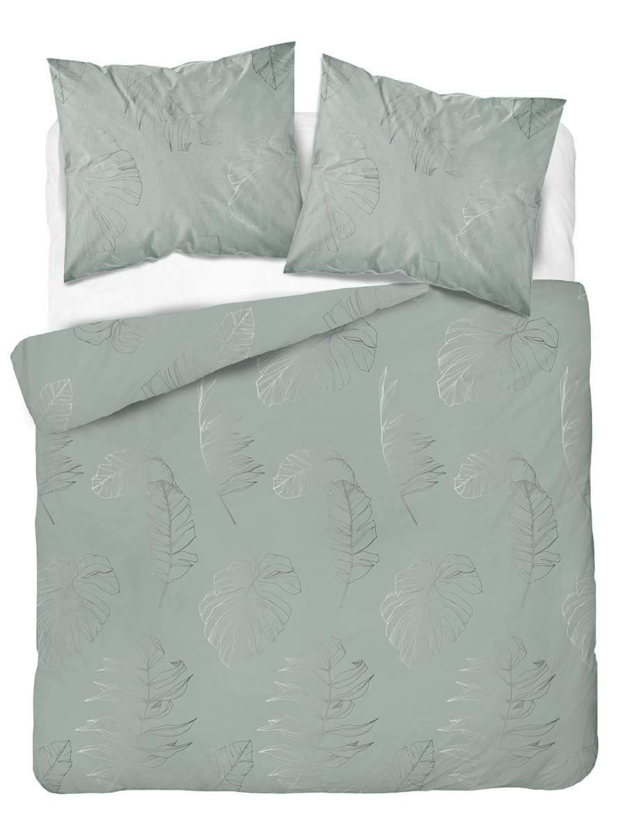 Pościel satynowa 180x200 seledynowa ciemna liście Home Satin