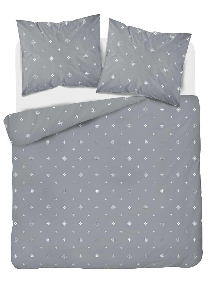Pościel satynowa 220x200 szara ciemna biała geometria Home Satin