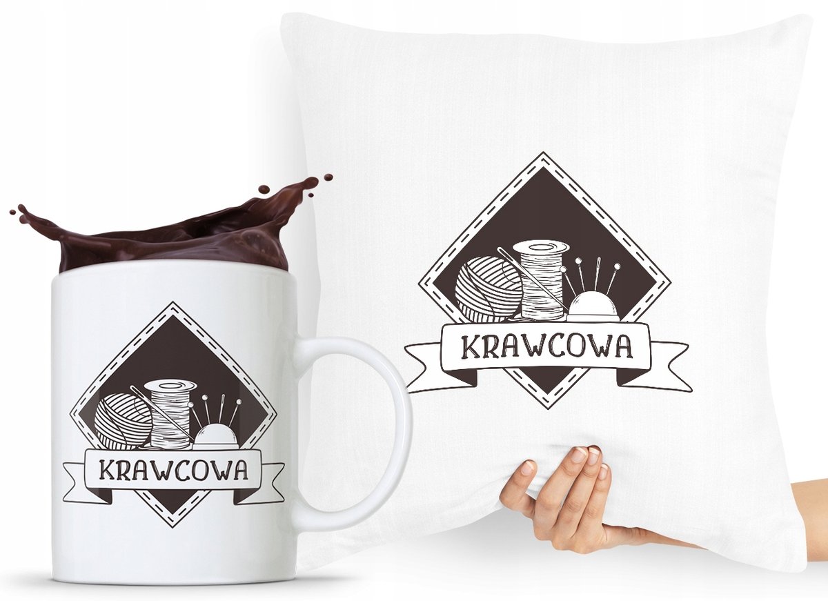 ZESTAW PODUSZKA + KUBEK DLA KRAWCOWEJ KRAWCA z Nadrukiem ze Zdjęciem