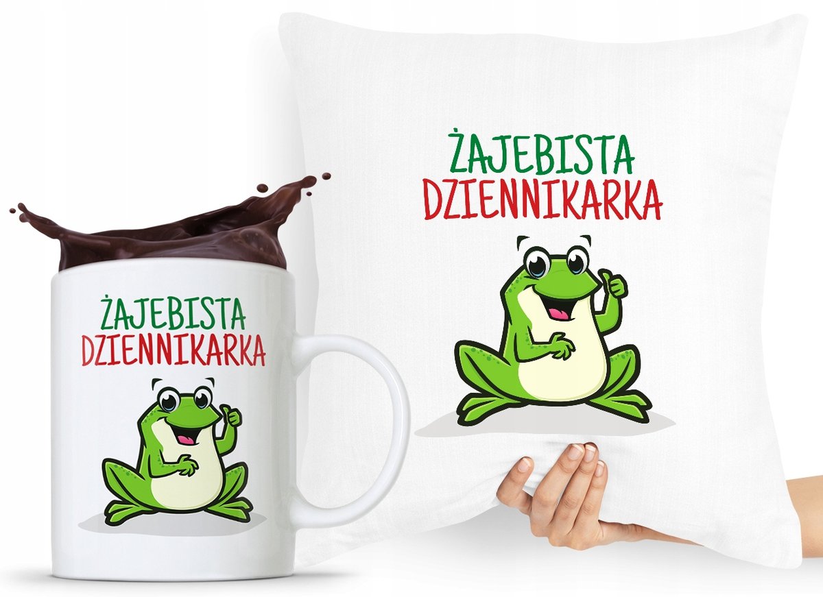 ZESTAW PODUSZKA + KUBEK PREZENT DLA DZIENNIKARZA z Nadrukiem ze Zdjęciem