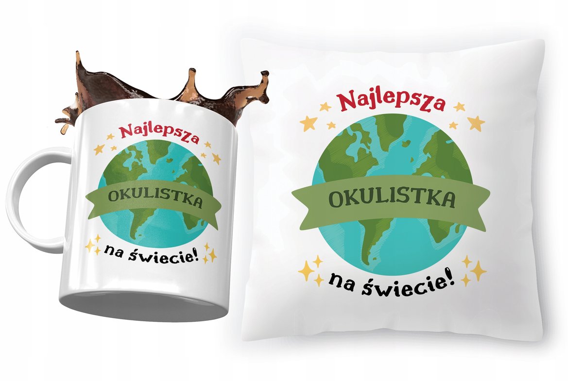 Dla Okulistki Zestaw Poduszka + Kubek na Prezent z Nadrukiem ze Zdjęciem