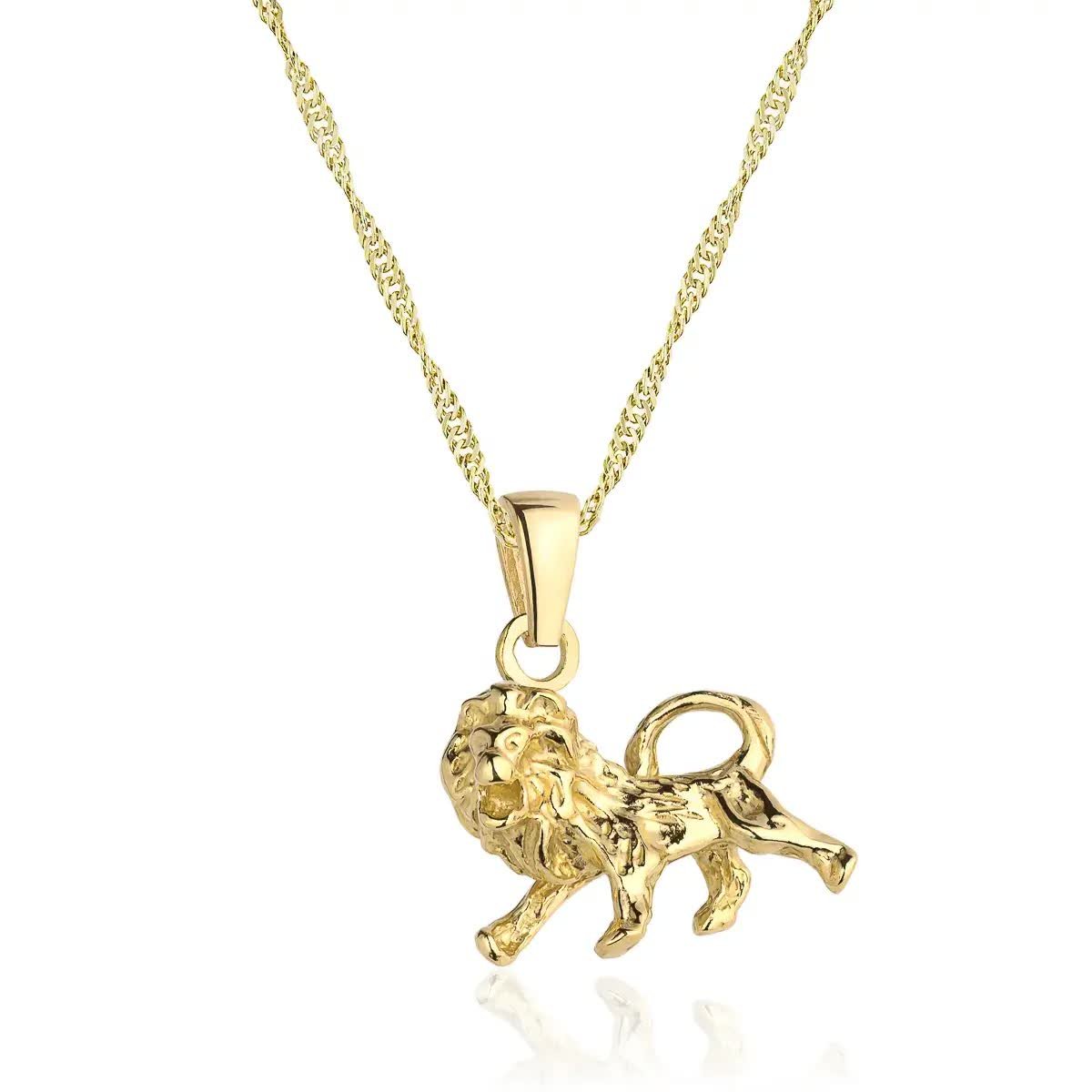 Naszyjnik znak zodiaku Lew srebrny pozłacany Naszyjnik zodiakalny dla Lwa