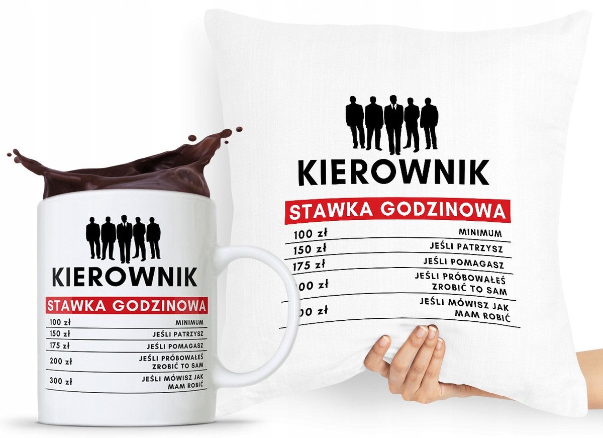 ZESTAW PODUSZKA + KUBEK DLA KIEROWNIKA MENEDŻERA z Nadrukiem ze Zdjęciem