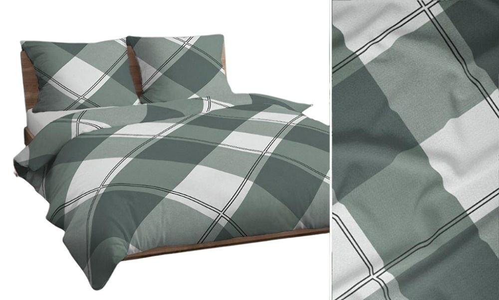 Pościel 160x200 zielona biała kratka bawełna Max