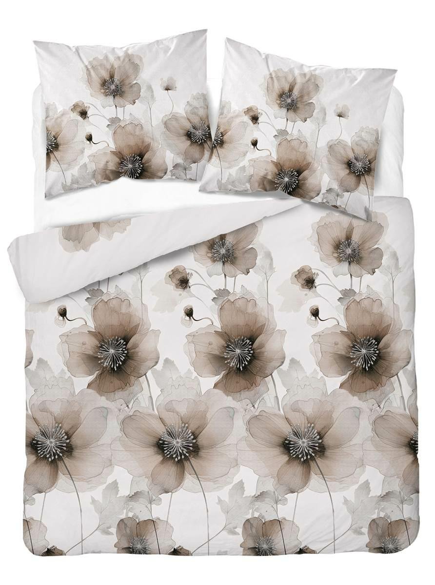 Pościel satynowa 220x200 kremowa beżowa jasna kwiaty Home Satin