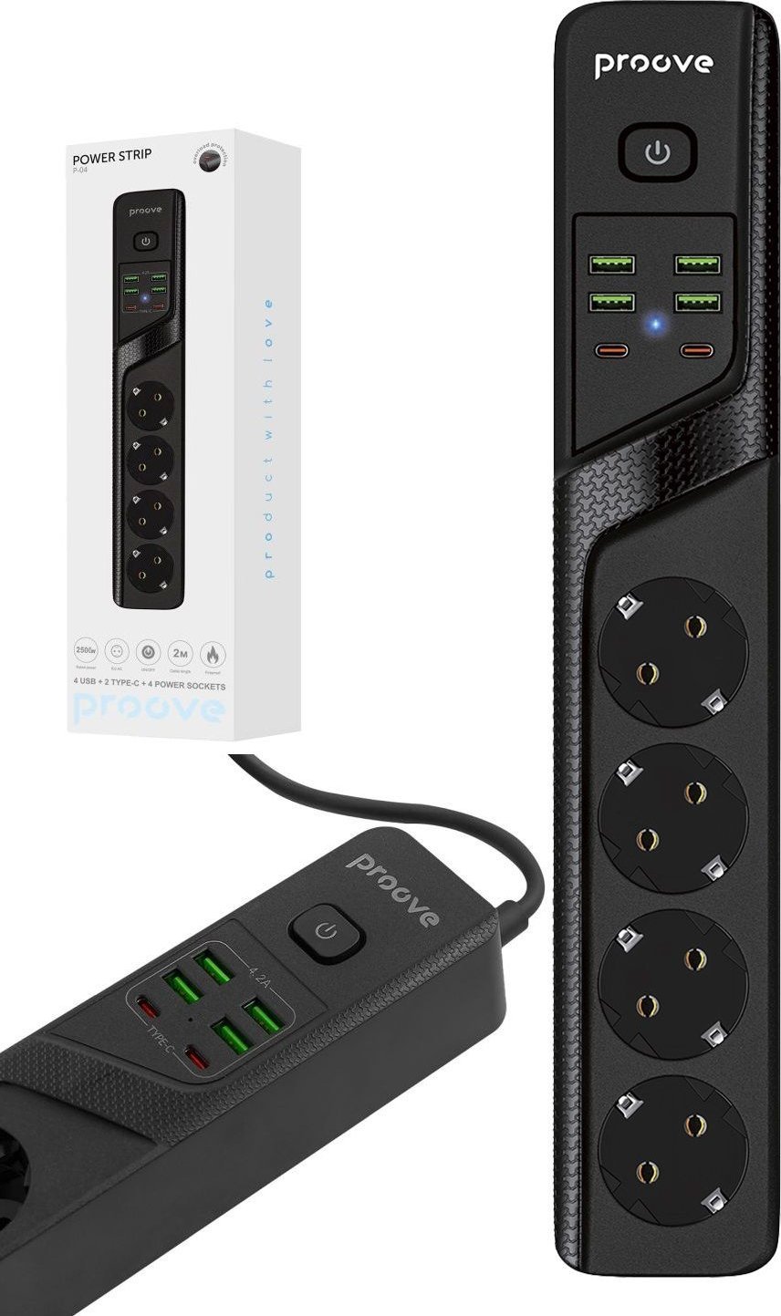 Listwa Przeciwprzepięciowa Zasilająca Przedłużacz 4x 230v 4x Usb 2x Type-c / Power Strip P-04