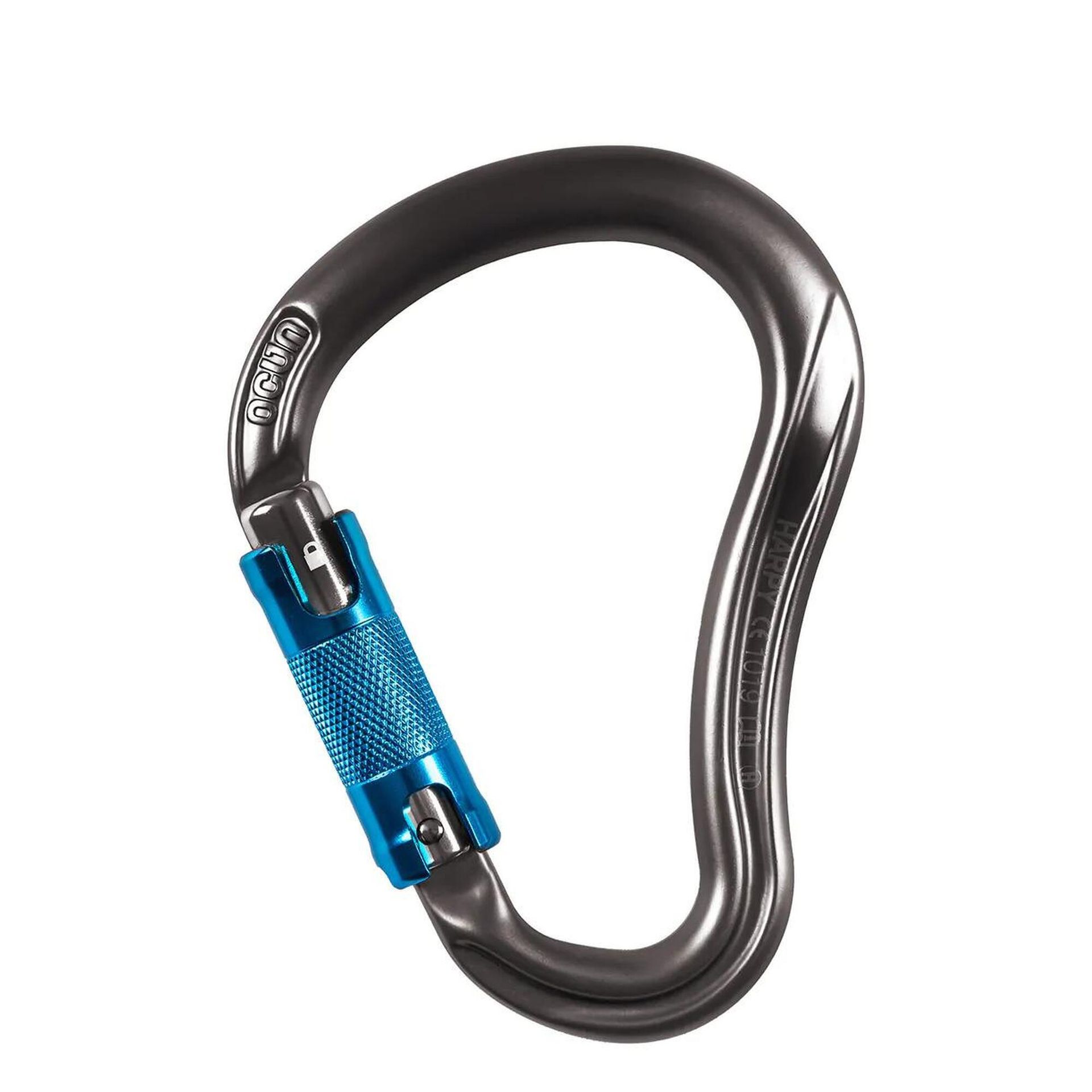 Ocun Harpy HMS Triple Karabinek, antracite/blue 2021 Karabinki zakręcane 03978-anthracite/blue