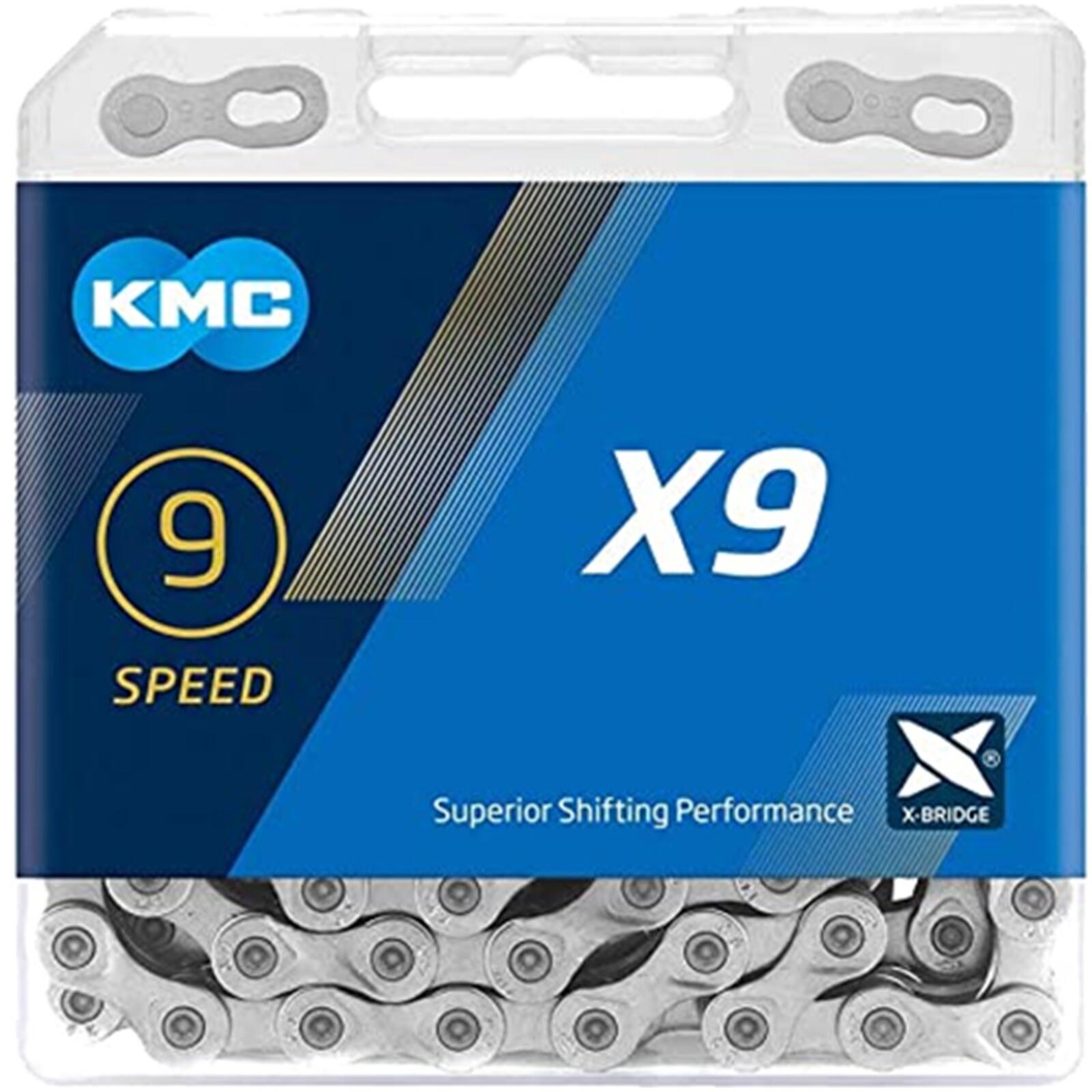 Łańcuch Rowerowy Kmc X9 Silver 9rz 114 Spinka