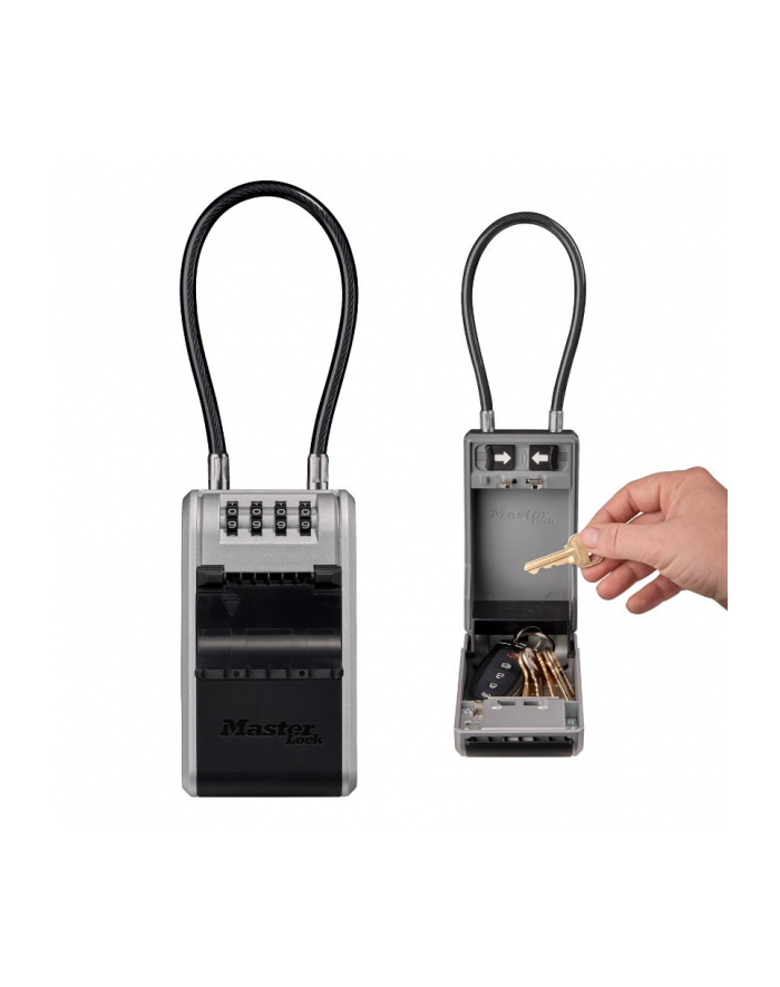master lock Kasetka na klucze z zamkiem szyfrowym i elastyczną szeklą kablową