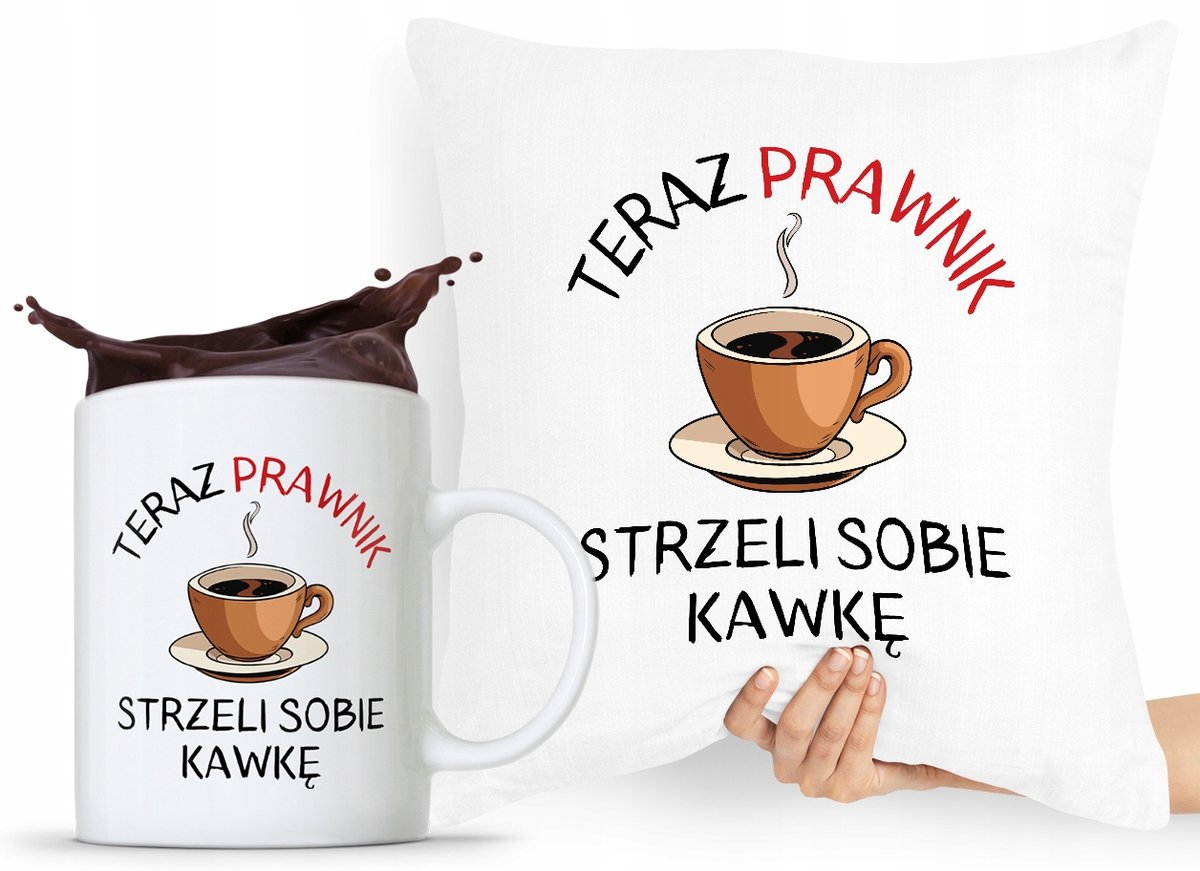ZESTAW PODUSZKA + KUBEK PREZENT DLA PRAWNIKA z Nadrukiem ze Zdjęciem